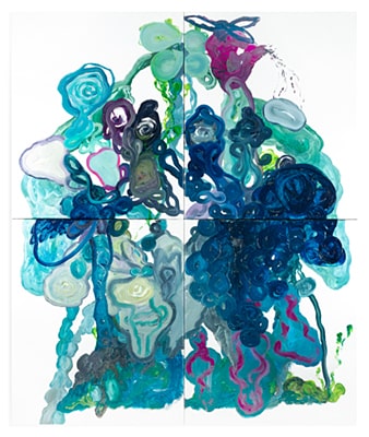 Franz Konter, o.T, 2018, Acryl u. Collage / Leinwand, 120 x 160 cm, 2-teilig