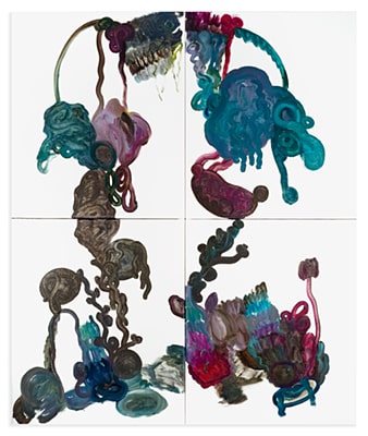 Franz Konter, o.T., 2018, Acryl u. Collage / Leinwand, 160 x 120 cm, 2-teilig