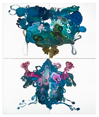 Franz Konter, o.T., 2018, Acryl u. Collage / Leinwand, 120 x 120 cm, 3-teilig