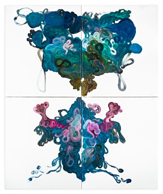 Franz Konter, o.T., 2018, Acryl u. Collage / Leinwand, 120 x 120 cm, 3-teilig